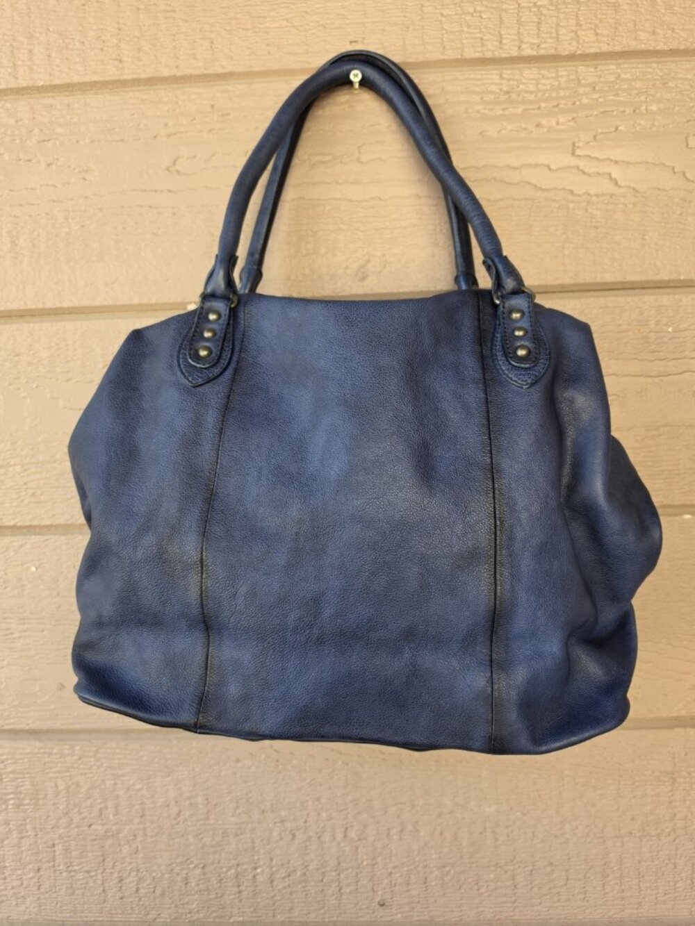 Free People Large Emerson Tote Dark Rinse Navy Leather Shoulder Crossbody Bag - Picture 4 of 8